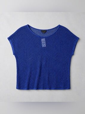 Bay Studio Royal Blue Open-Knit Boxy Crop Top